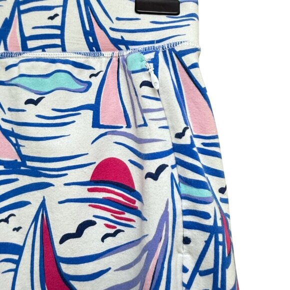 TALBOTS Skort Sailboats Skirt Medium Petite Blue White Preppy Golf Beach Pull On - Picture 6 of 8